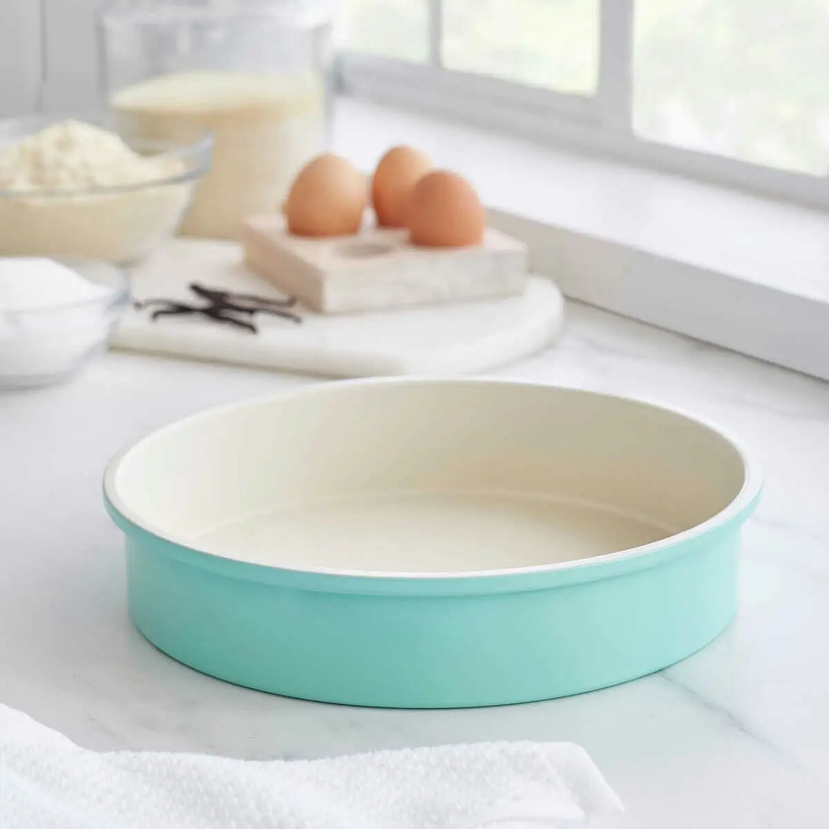 Greenlife Contour Turquoise Round Carbon Steel Cake Pan 9'' Bakeware Baking Tray