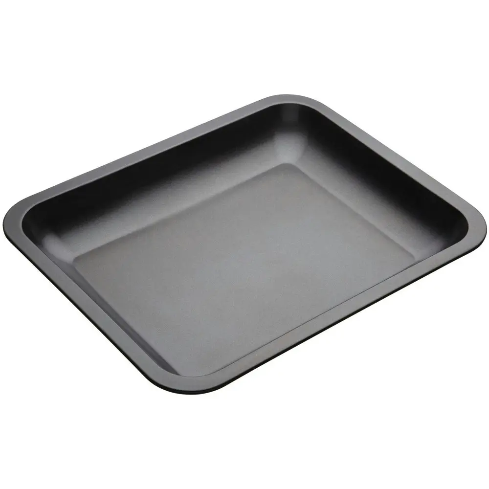 2x MasterCraft 39x31cm Heavy Base Non-Stick Roasting Pan Baking Tray Large Black