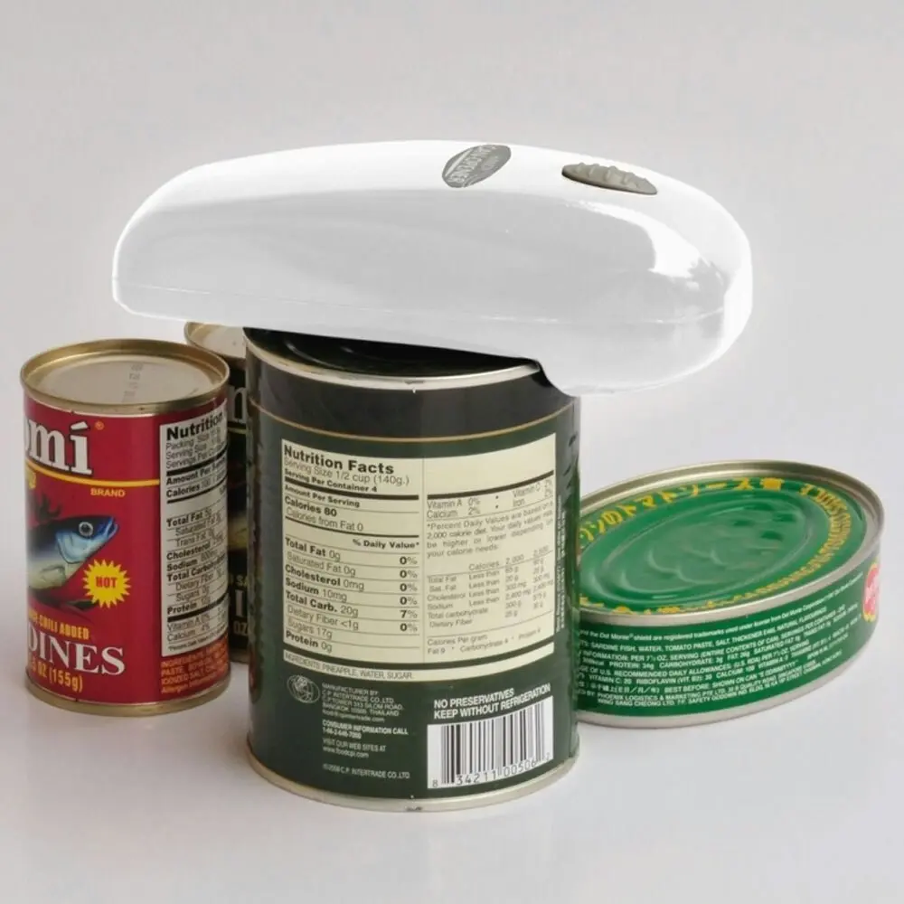 Handy Electric/Battery Operated Can Opener Automatic/Hands Free Food/Drink White