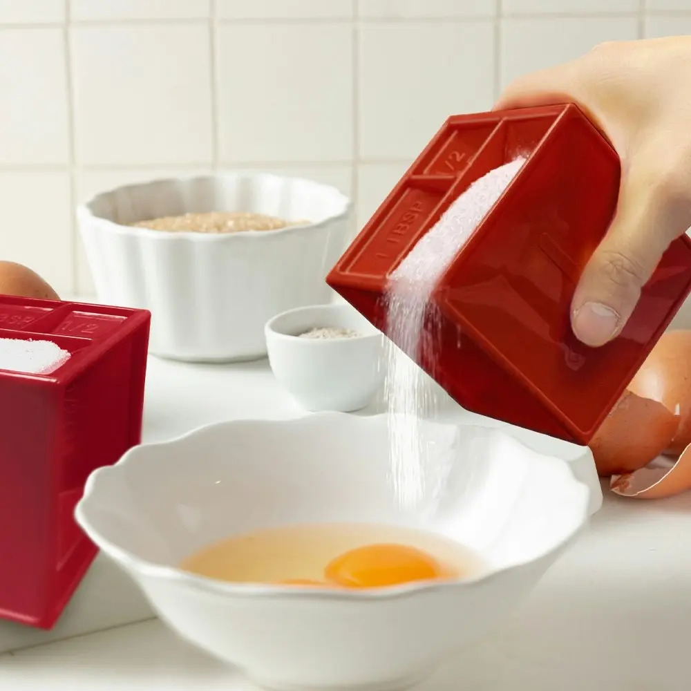 Mighty Chef 8.8cm All-In-One Kitchen Metric/Impreial Measuring Unit Cube/Cup Red