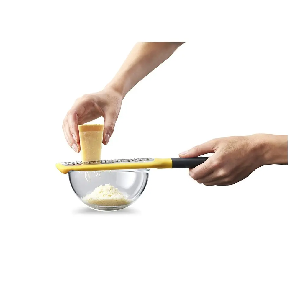 Joseph Joseph Grip Stainless Steel Coarse Paddle Grater with Bowl Grip Yellow