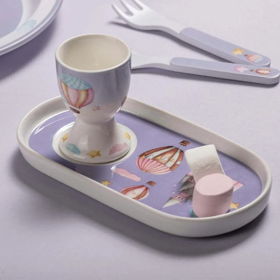 Ashdene Up In The Sky Soldier Kids New Bone China Egg Cup/Snack/Dinner Plate Set