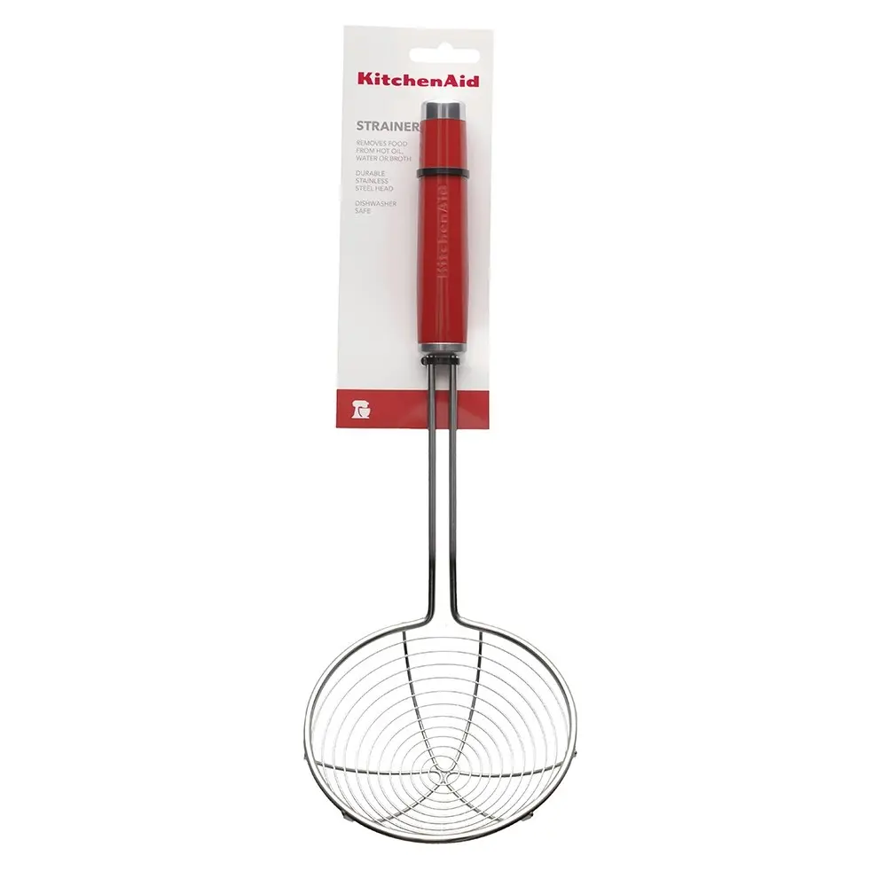 KitchenAid Classic 13cm Stainless Steel Food Strainer for Hot Oil/Water Red