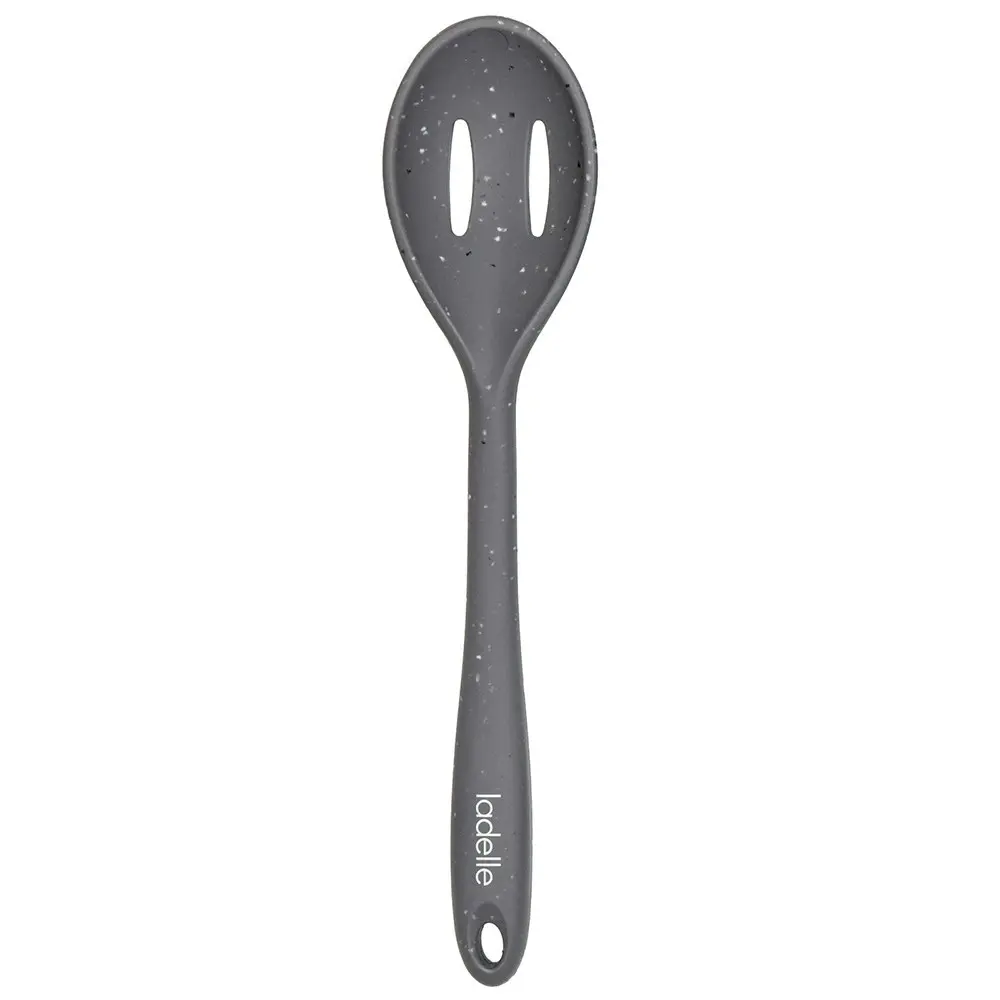 2x Ladelle Craft Grey Speckled Silicone Slotted Spoon Cooking/Serving Utensil