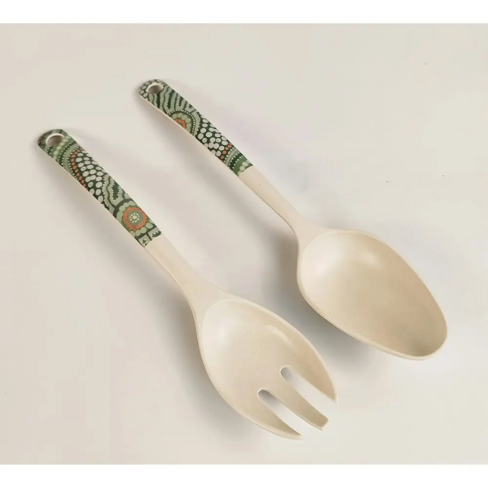 2x 2pc Urban ES Journey 24cm Bamboo Fibre Spoon/Fork Salad Servers Utensil Set