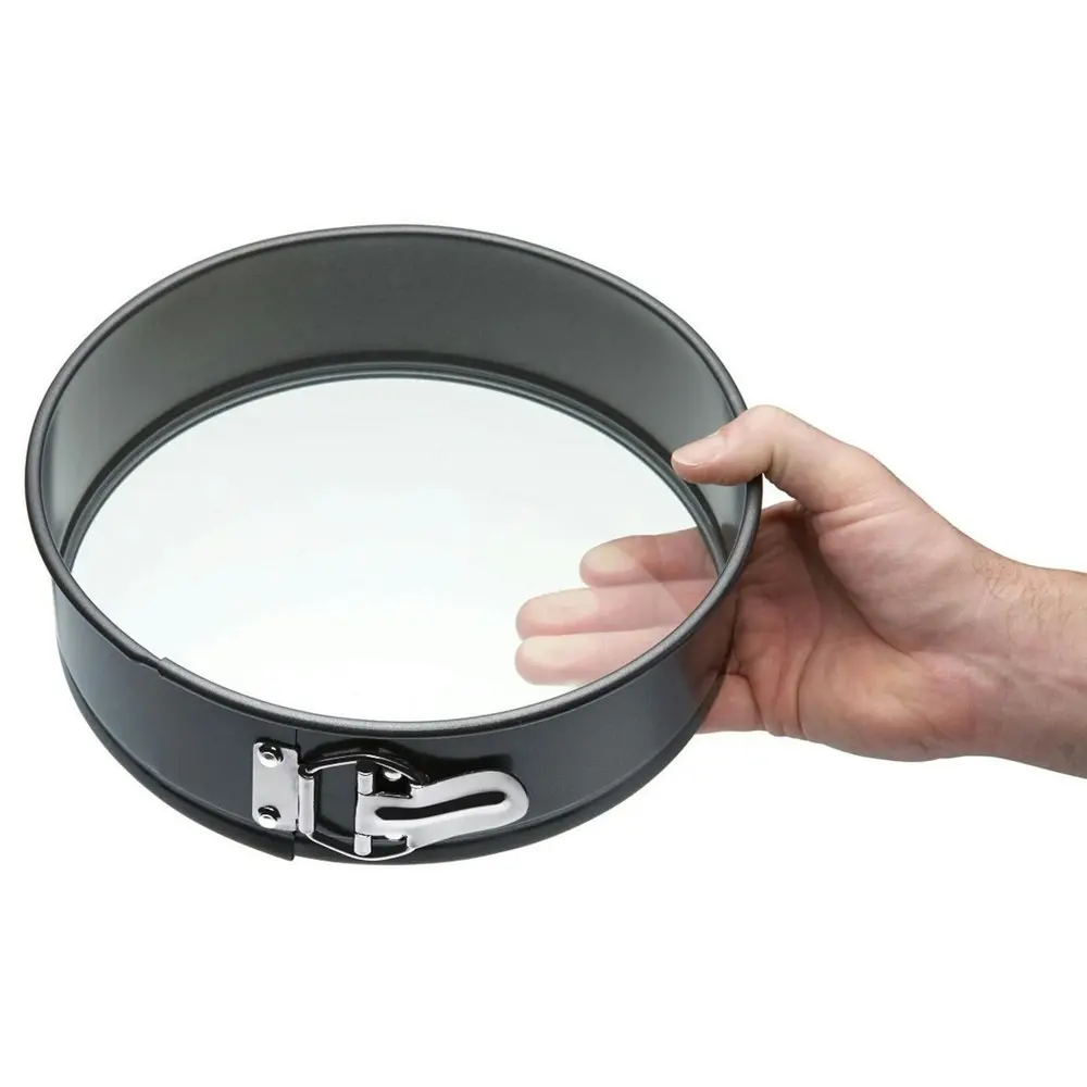 MasterCraft 25cm Springform Non-Stick Round Glass Base Cake Pan Baking Black