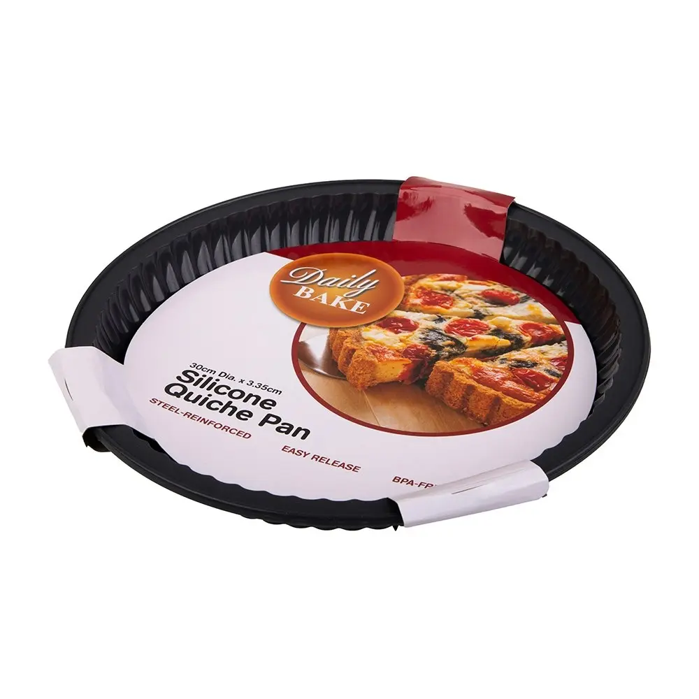 Daily Bake Non Stick Silicone 27x3cm Quiche Mould Pie Baking Pan w/Steel Frame