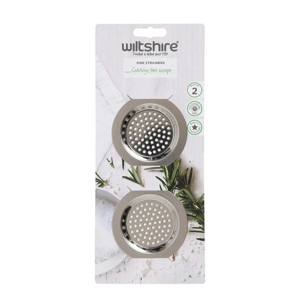 2pc Wiltshire Stainless Steel Standard Sink Strainer Plug Stopper Silver