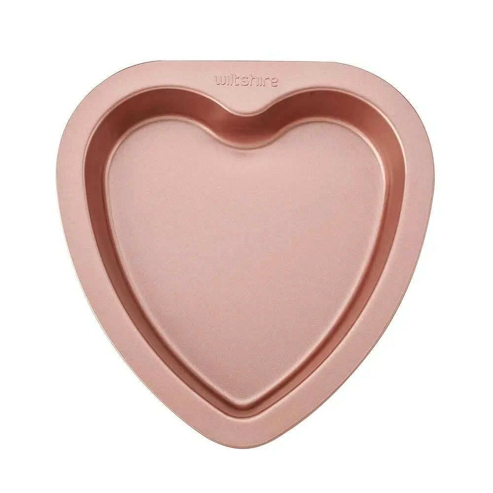 Wiltshire Rose Gold Heart Shaped Non-Stick Baking Cake Pan Oven Safe Tin 19cm