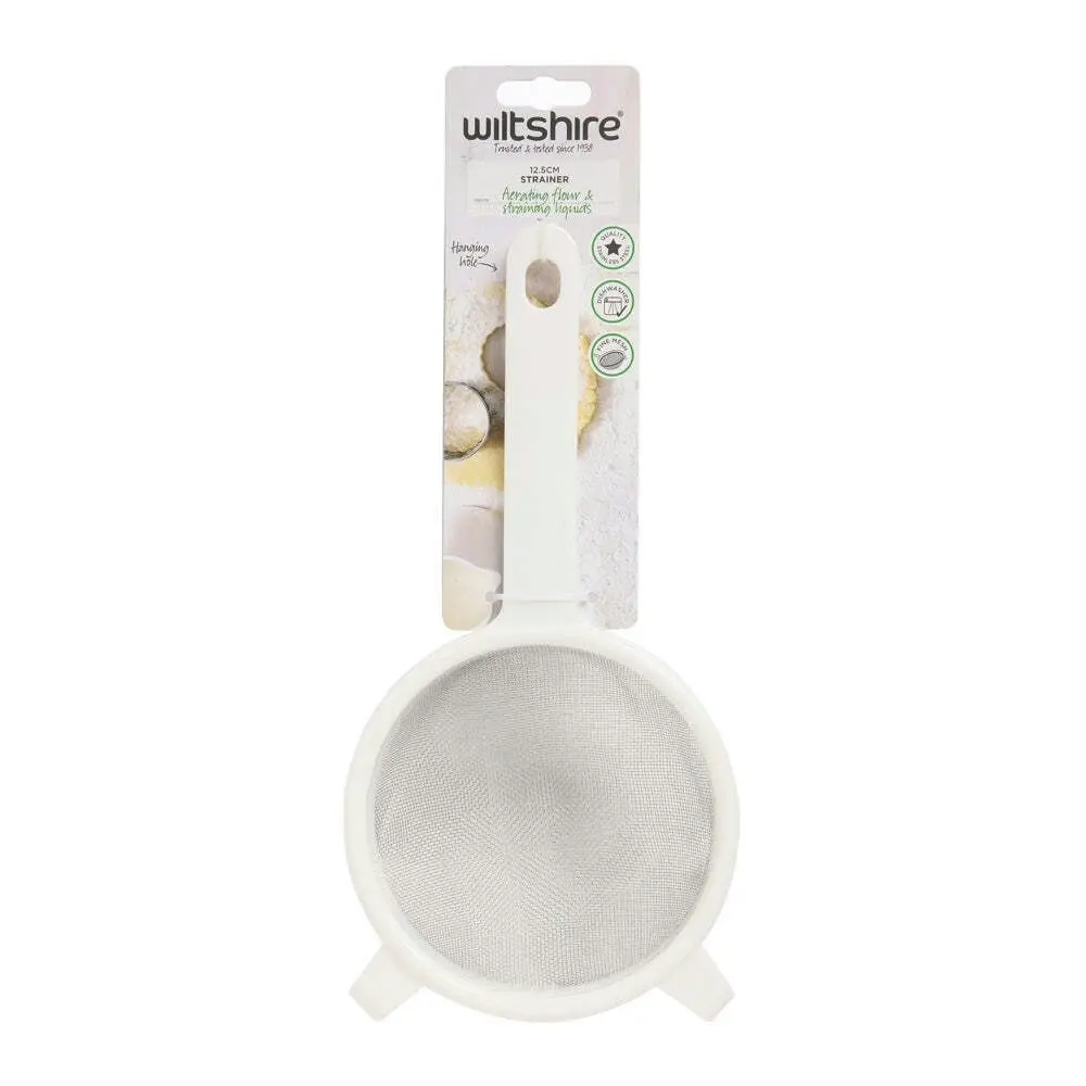 Wiltshire Plastic Fine Mesh Manual Kitchen Sieve Strainer 12.5cm White