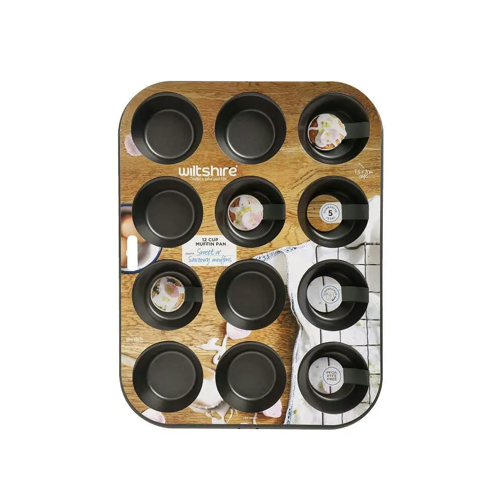 Wiltshire Easybake Non-Stick 12 Cup Cupcake/Muffin Pan Baking Tray 7x3cm