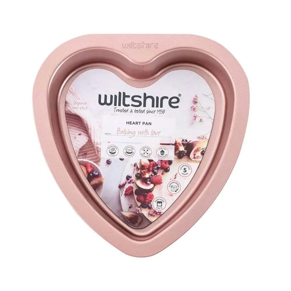 2PK Wiltshire Rose Gold Heart Shaped Non-Stick Baking Cake Oven Safe Tin 19cm