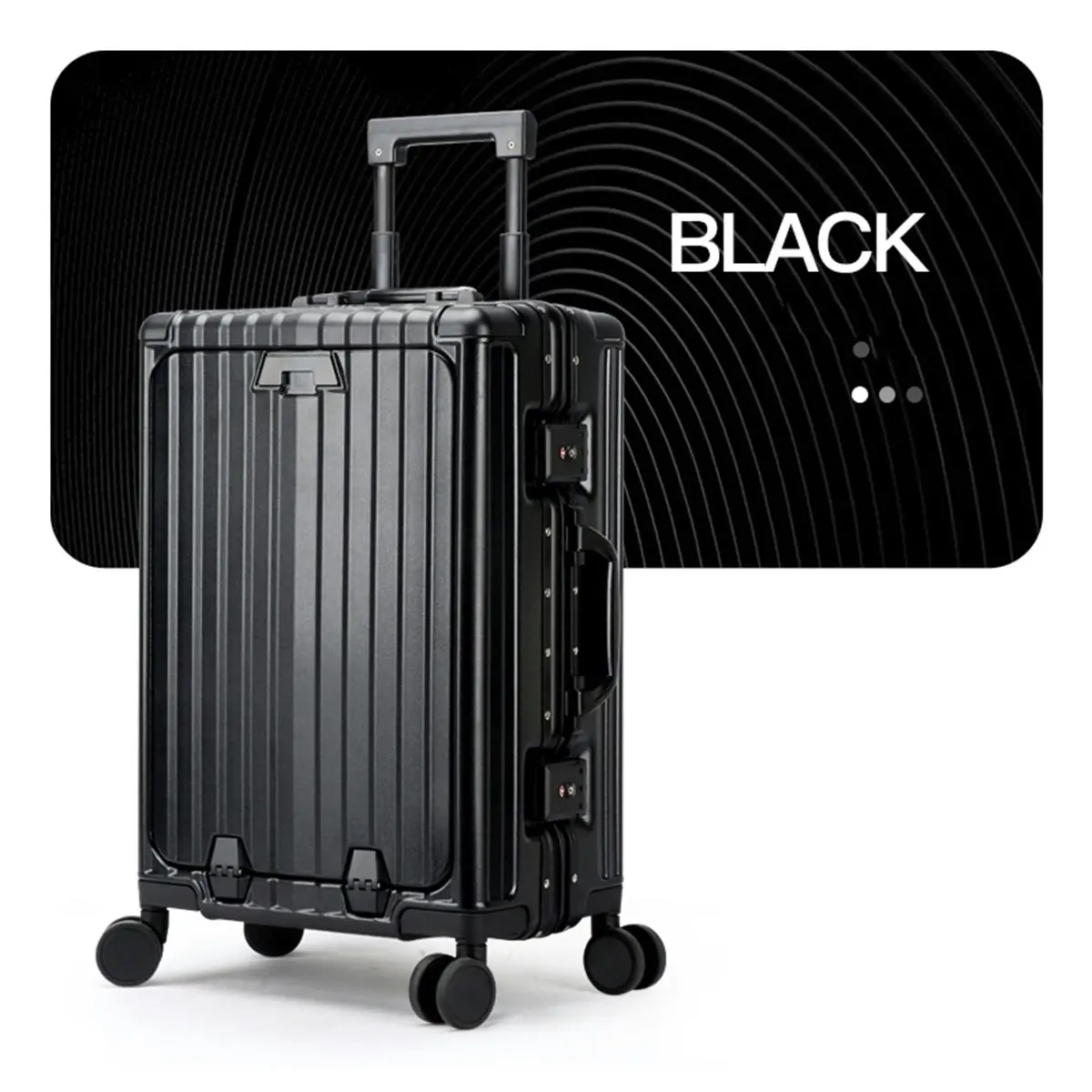 Bopai Aluminium Frame Carry On Travel Hard Suitcase Light weight TSA Lock 20" Black B0201