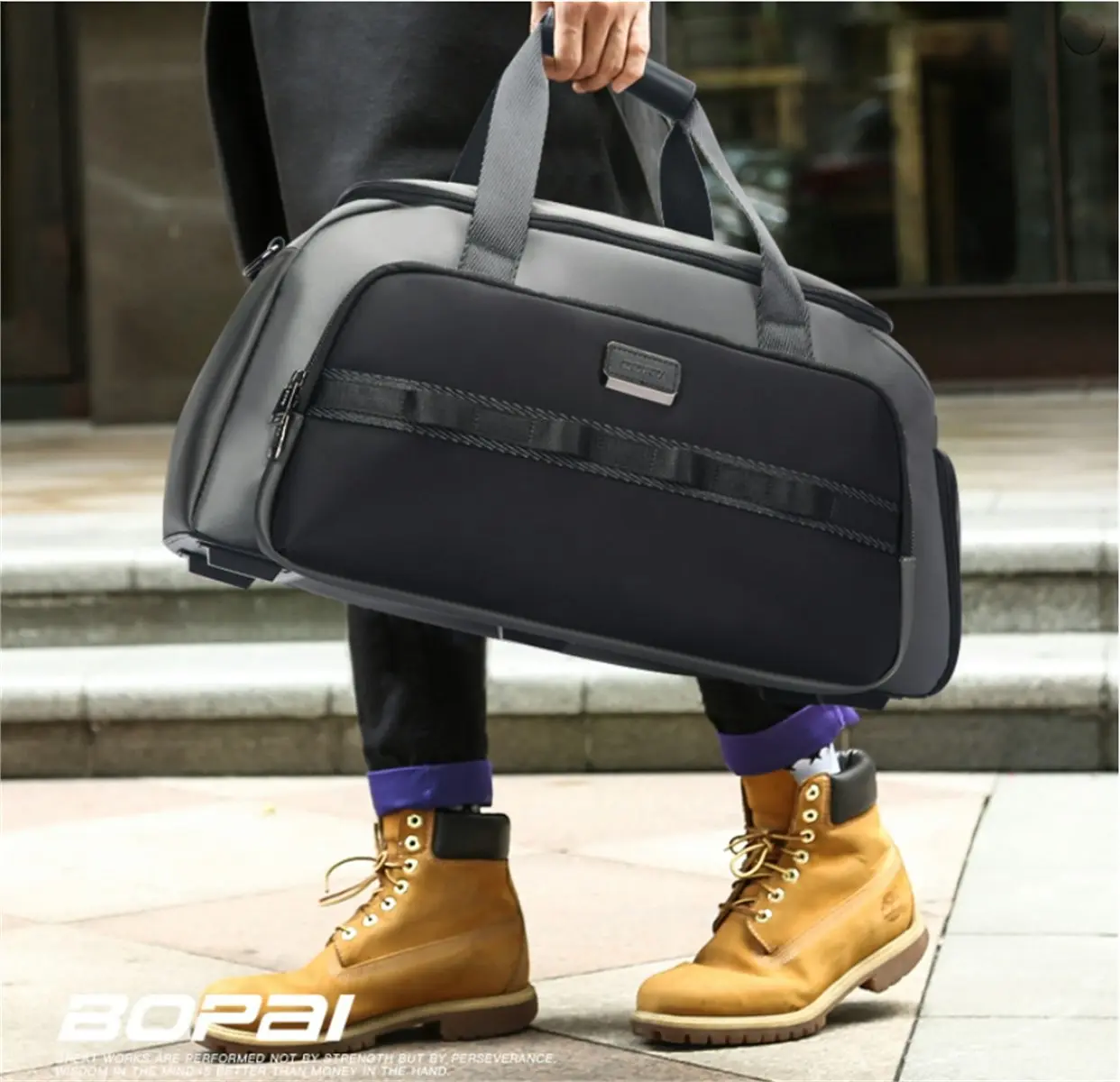 Bopai Waterproof Foldable Cross-body Travel Gym Sport Duffel Luggage Hand Bag Grey