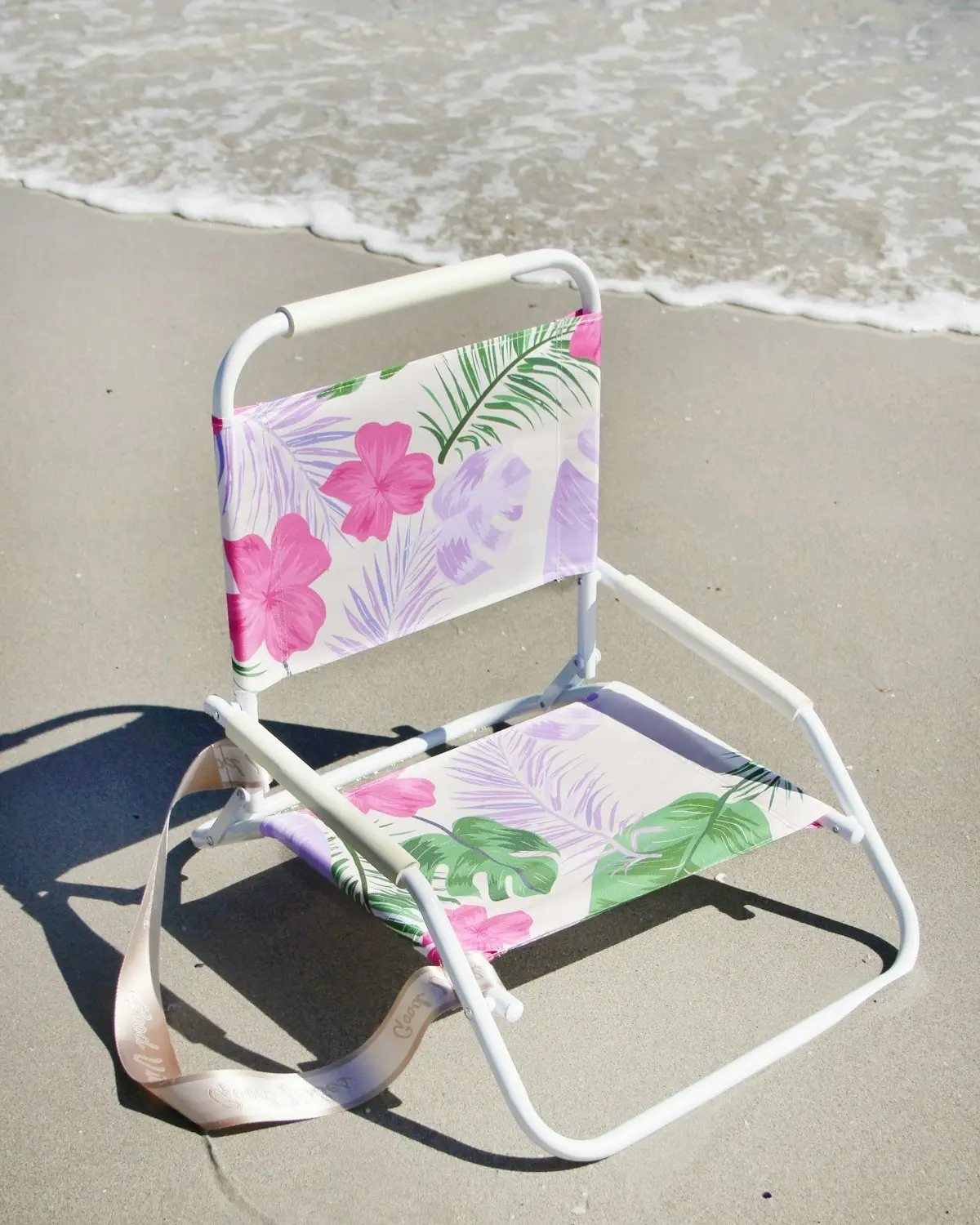 Good Vibes 60x58cm Beach/Outdoor Chair Foldable Hawaiian w/ Steel Frame White