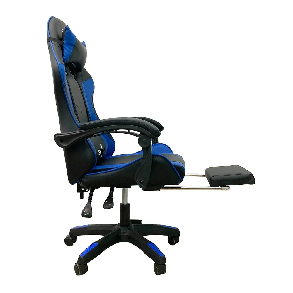 Spire Zinc Adjustable Gaming/Office Chair w/ Retractable Footrest Blue And Black