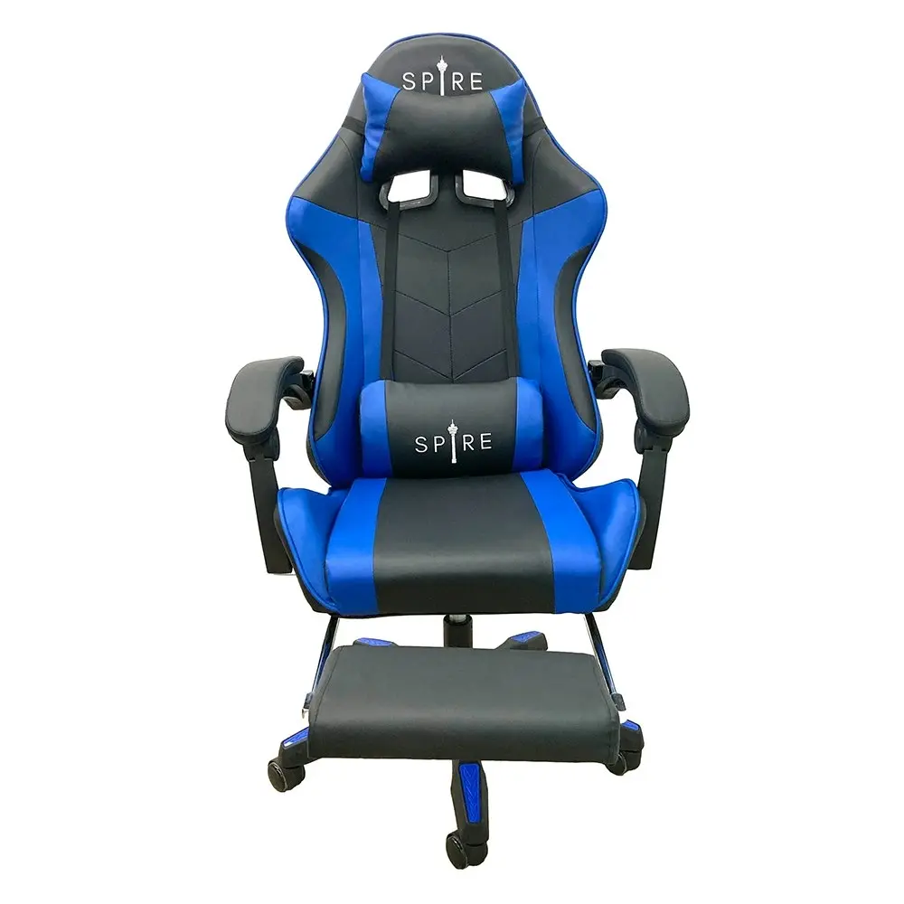 Spire Zinc Adjustable Gaming/Office Chair w/ Retractable Footrest Blue And Black