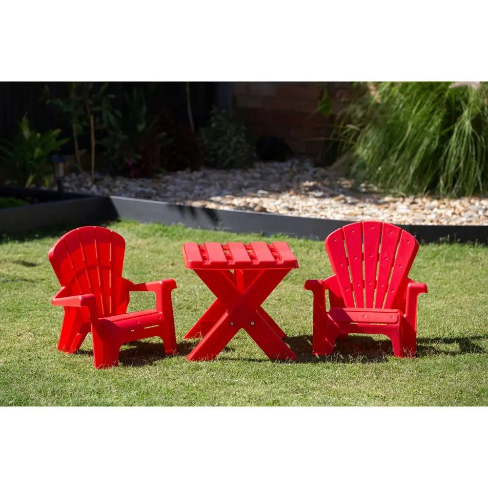 3pc Hacienda Kids/Childrens Outdoor Table and Chair Play Area Set Red 3Y+