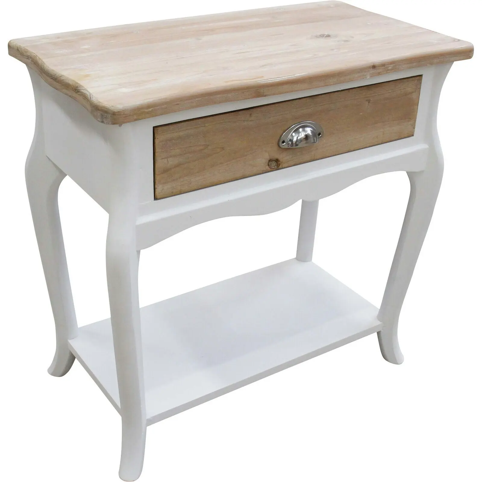 Vermont Wood 63x65cm Bedside Table w/ Drawer Rect Corner Furniture White/Brown