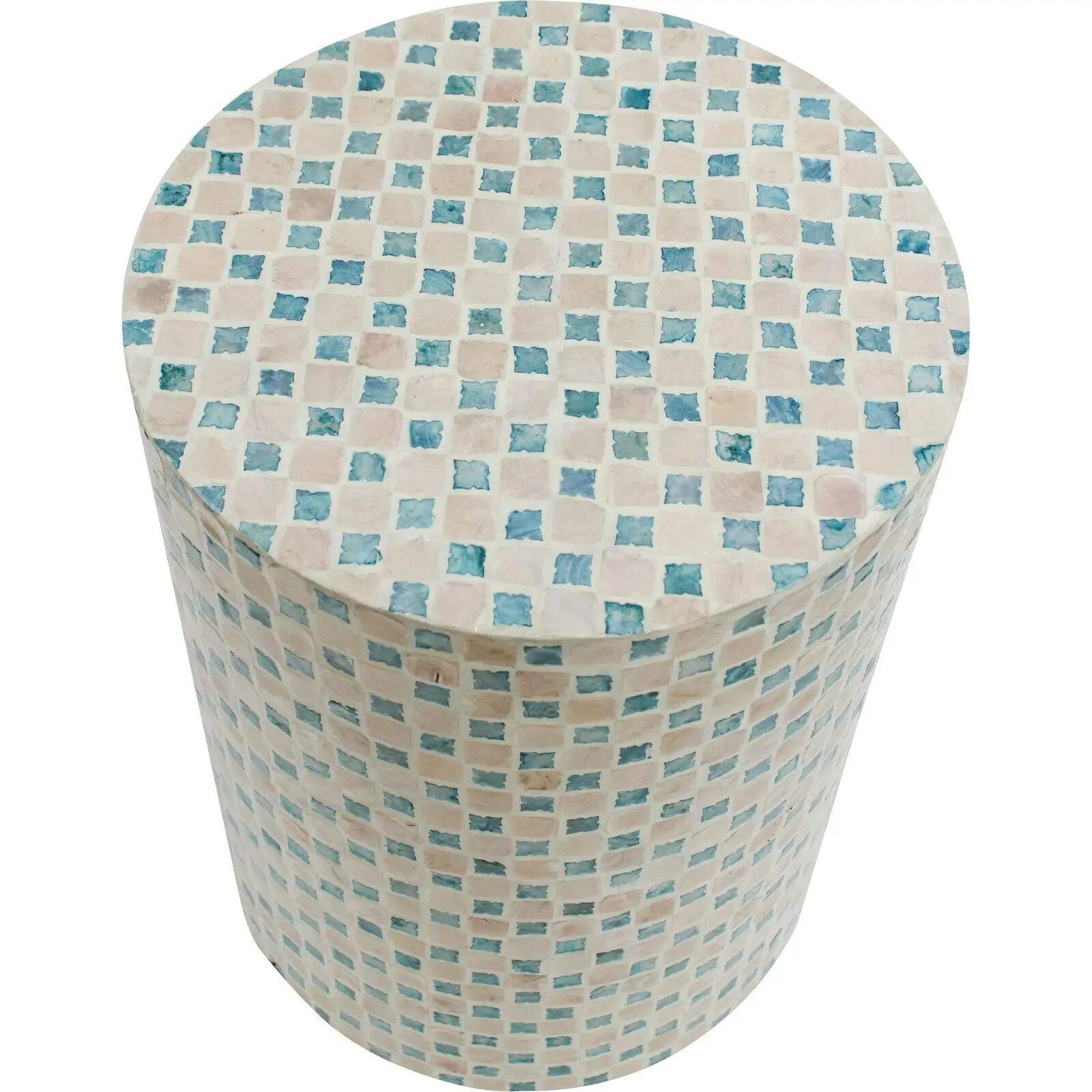 Checker MDF/Capiz 35x47cm Table/Stool Home Decorative Accent Furniture Cylinder