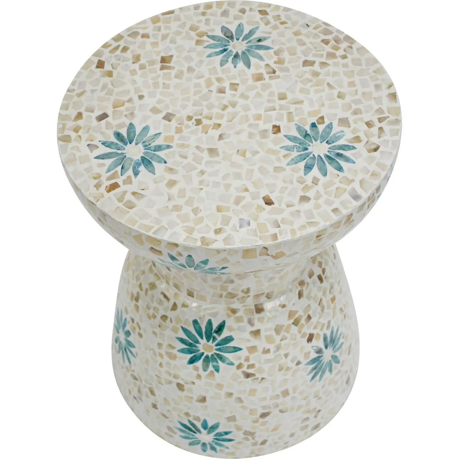 Daisy Pop Capiz Shell/MDF 35x47cm Table/Stool Home Decor Accent Furniture Round