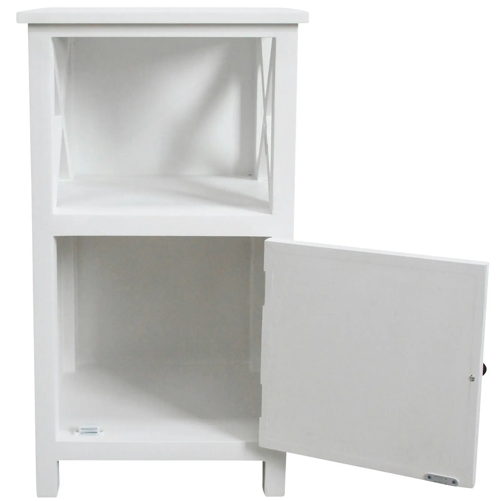 Nantucket Fir Wood/MDF 40x73cm Side Table w/ Cabinet Bedside Furniture White