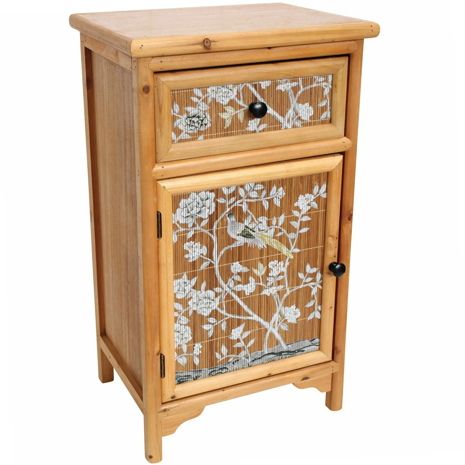 Blossom Wood/MDF/Bamboo 40x69.5cm Bedside Table w/Drawer Furniture Rect Brown