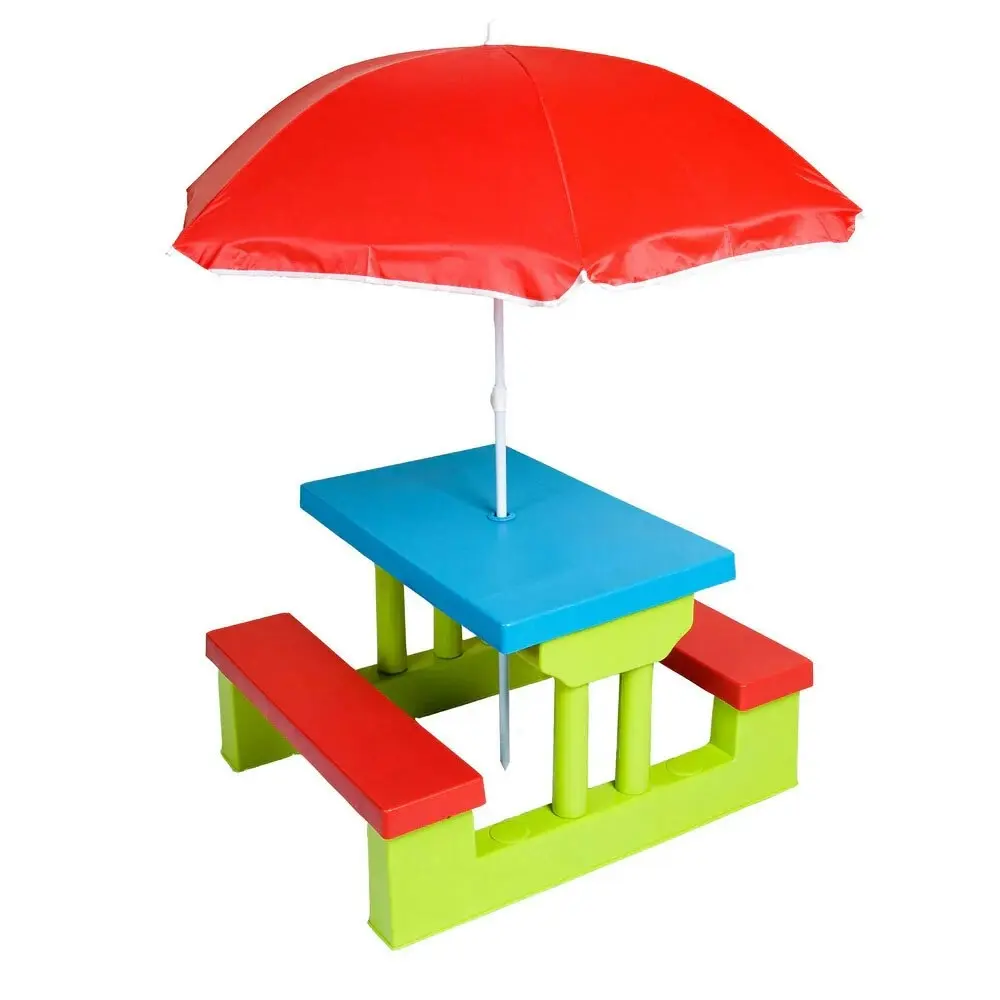 Hacienda Kids/Childrens Durable Outdoor Picnic Table Set with Umbrella 3Y+