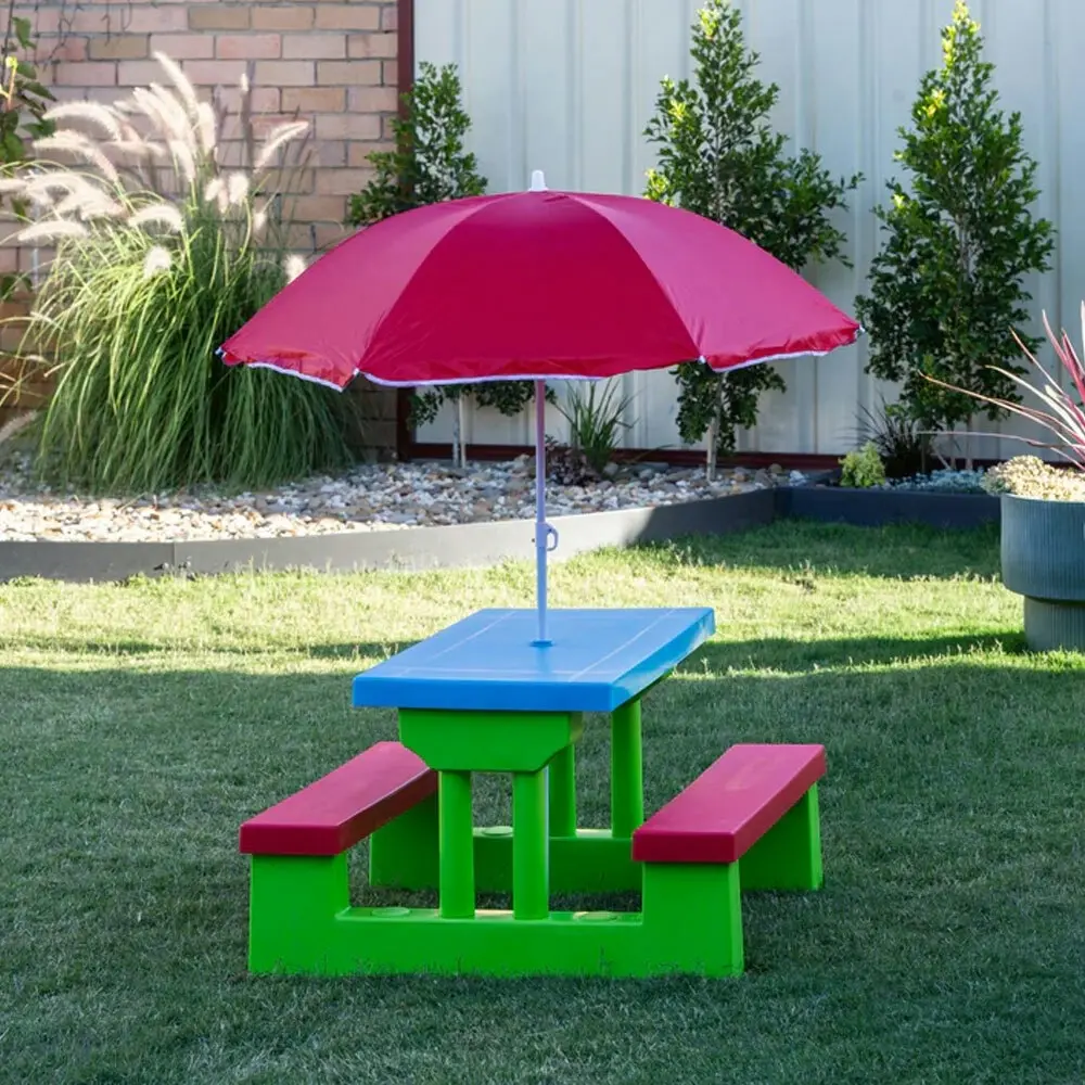 Hacienda Kids/Childrens Durable Outdoor Picnic Table Set with Umbrella 3Y+