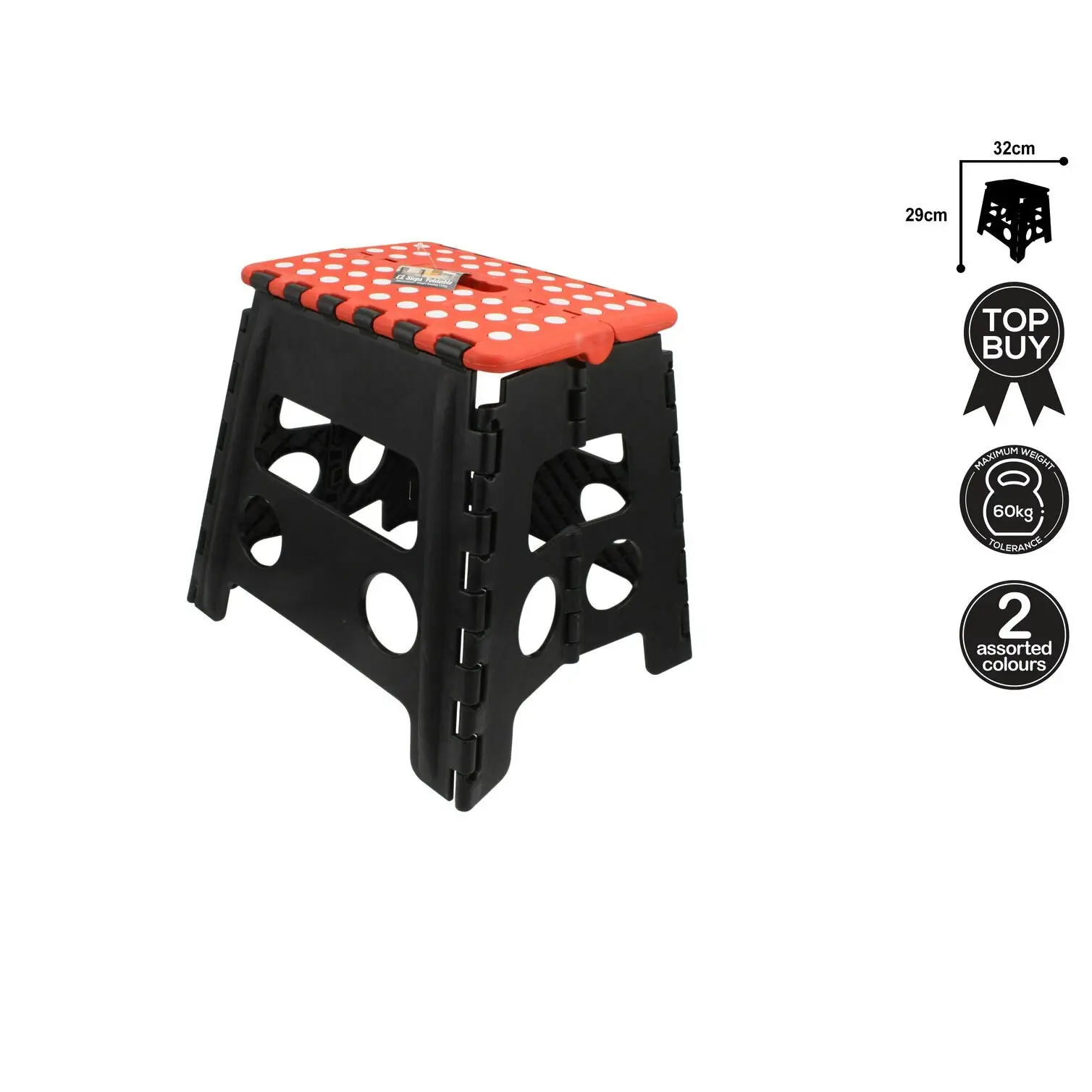 Home Expression 29x32cm Plastic Steps Foldable Stool/Chair Camping Outdoor Asstd