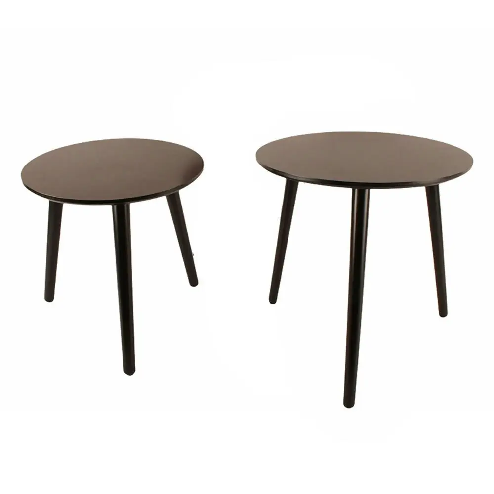 2pc Maine & Crawford Noah 40/50cm Round Table Wood Home Furniture Dark Brown