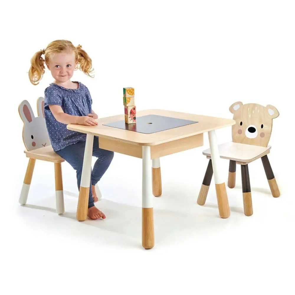 Tender Leaf Toys Forest Wooden Table & Chairs Kids Furniture Pretend Toy Set 3y+