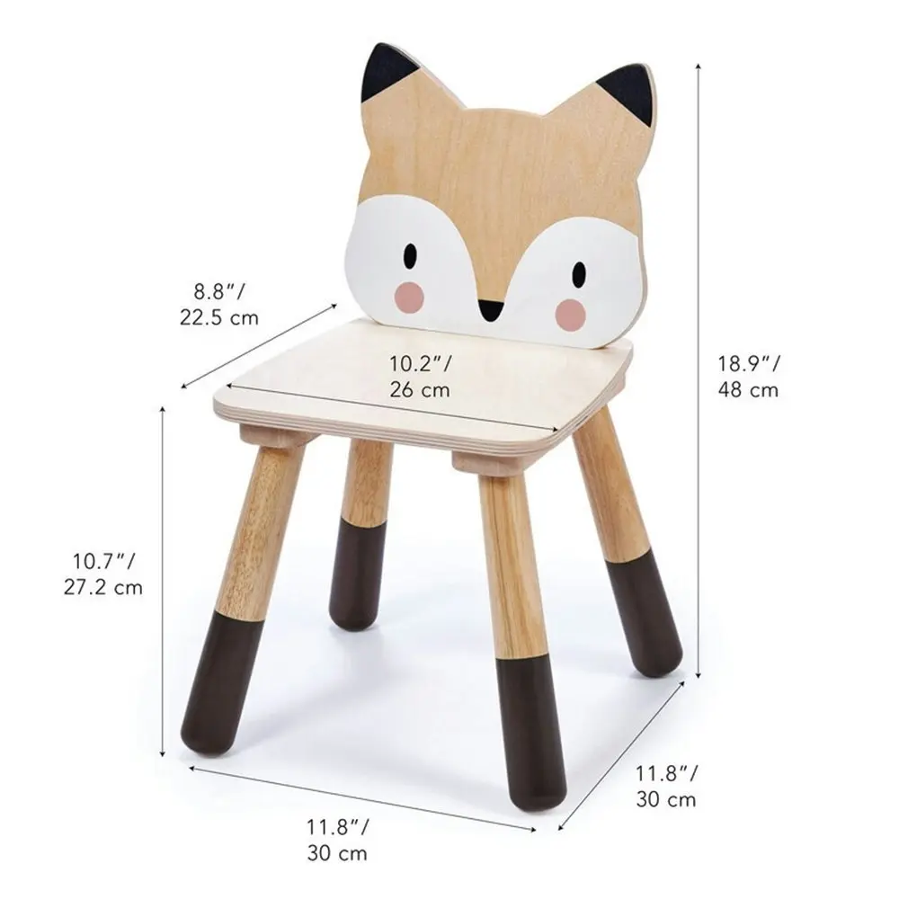 Tender Leaf Toys 48cm Forest Fox Wooden Chair Kids/Children Stool Furniture 3y+