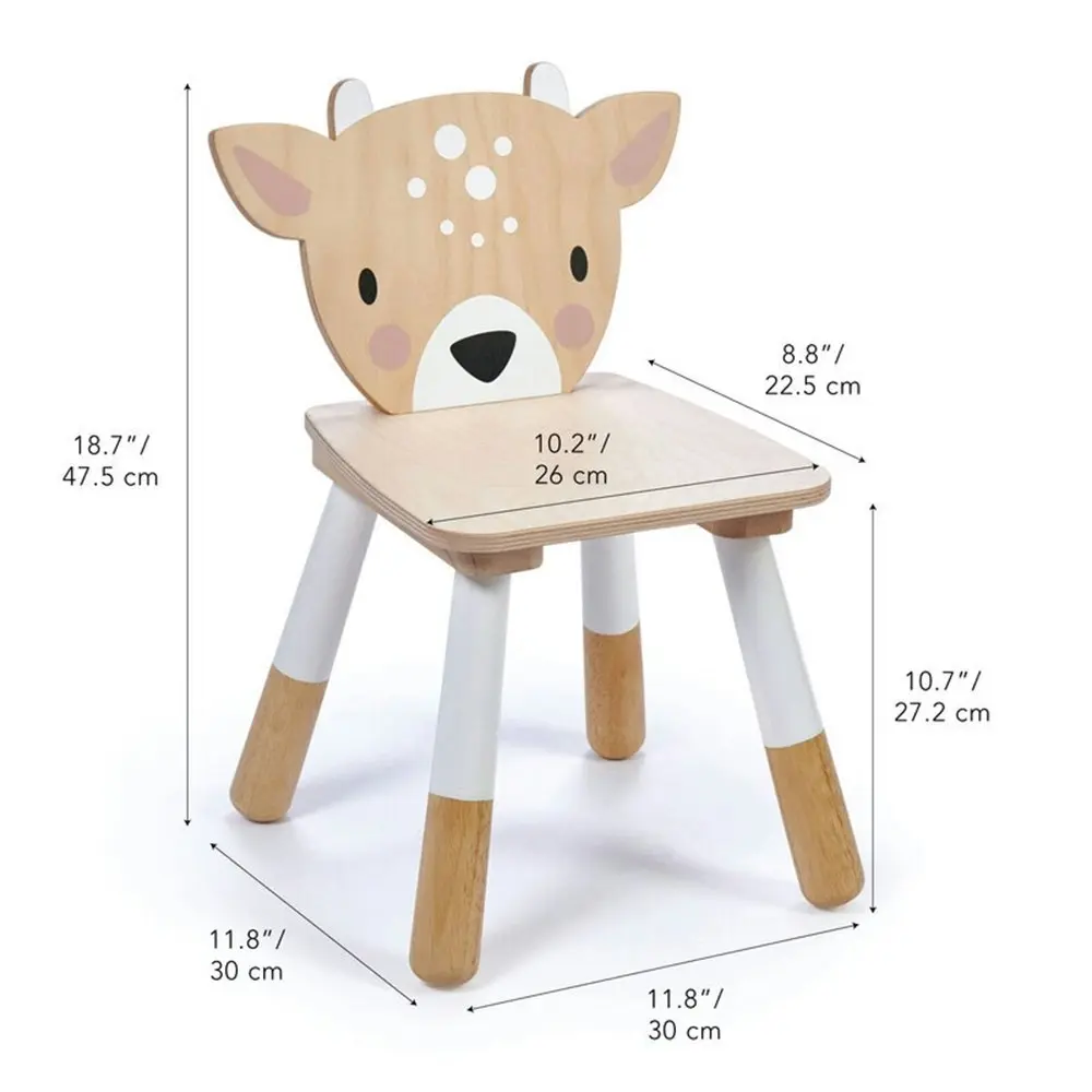 Tender Leaf Toys 48cm Forest Deer Wooden Chair Kids/Children Stool Furniture 3y+