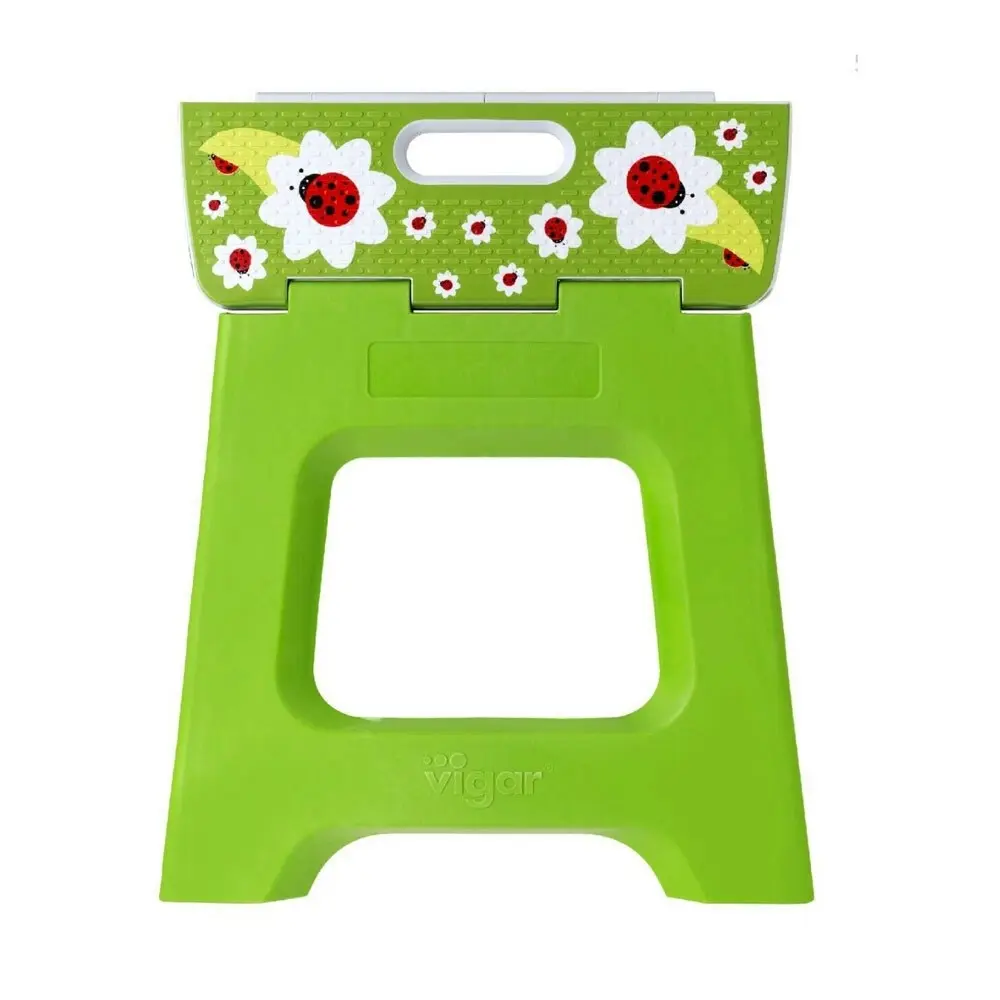 Vigar Compact Foldable 32cm Plastic Step Stool Outdoor/Kitchen Ladybug on Top