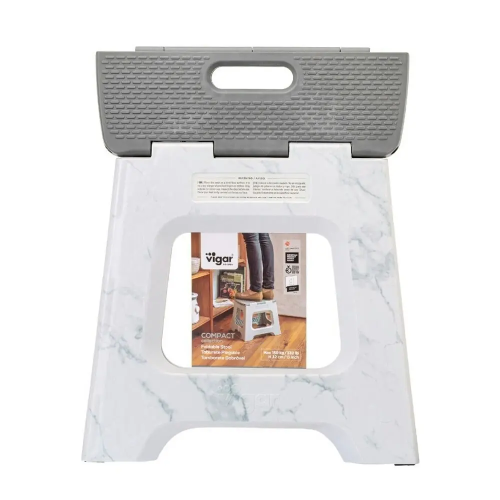 Vigar Compact Foldable 32cm Plastic Step Stool Outdoor/Kitchen Marble in Body