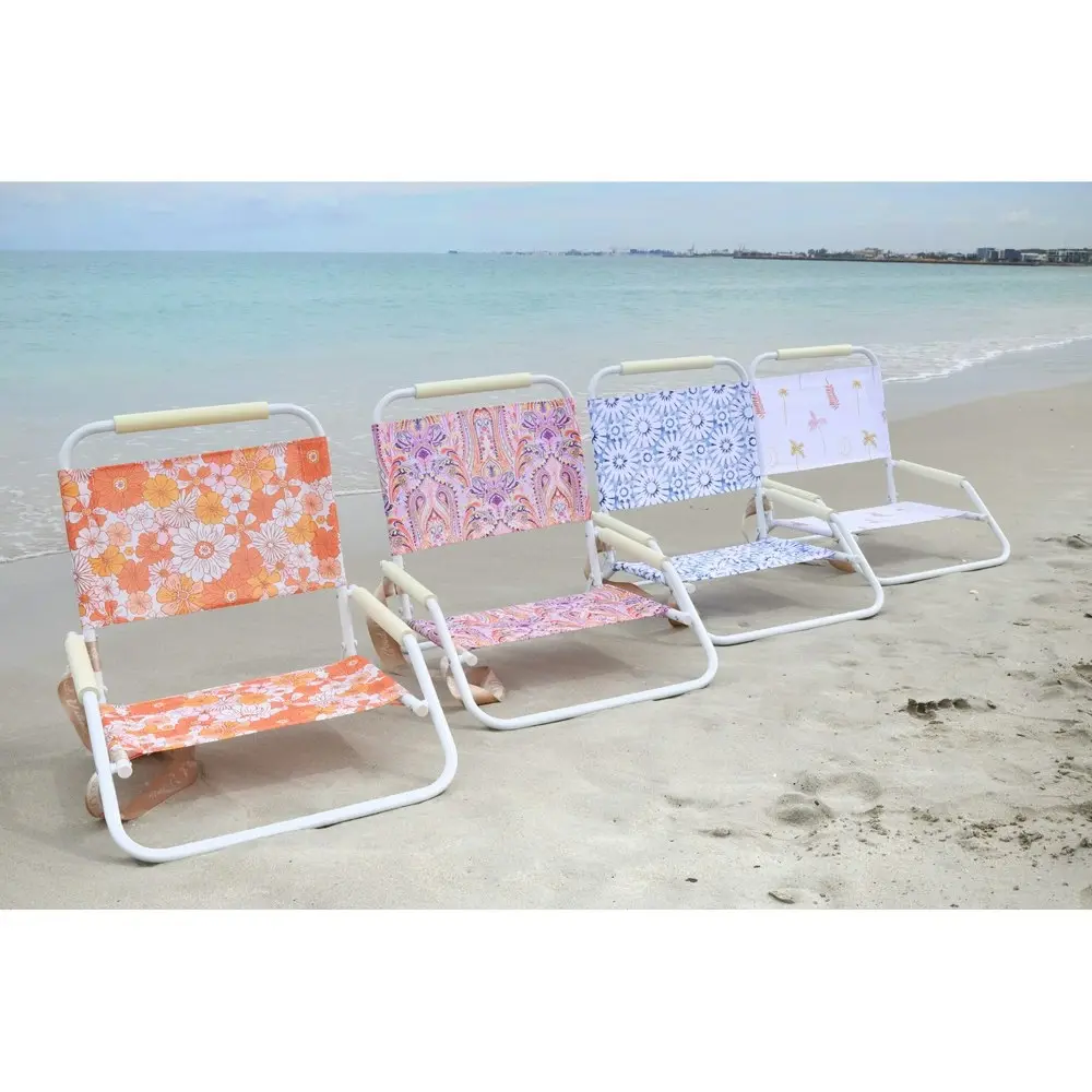 Good Vibes Foldable 60cm Beach Chair Outdoor Seat w/ White Frame Nomad Paisley