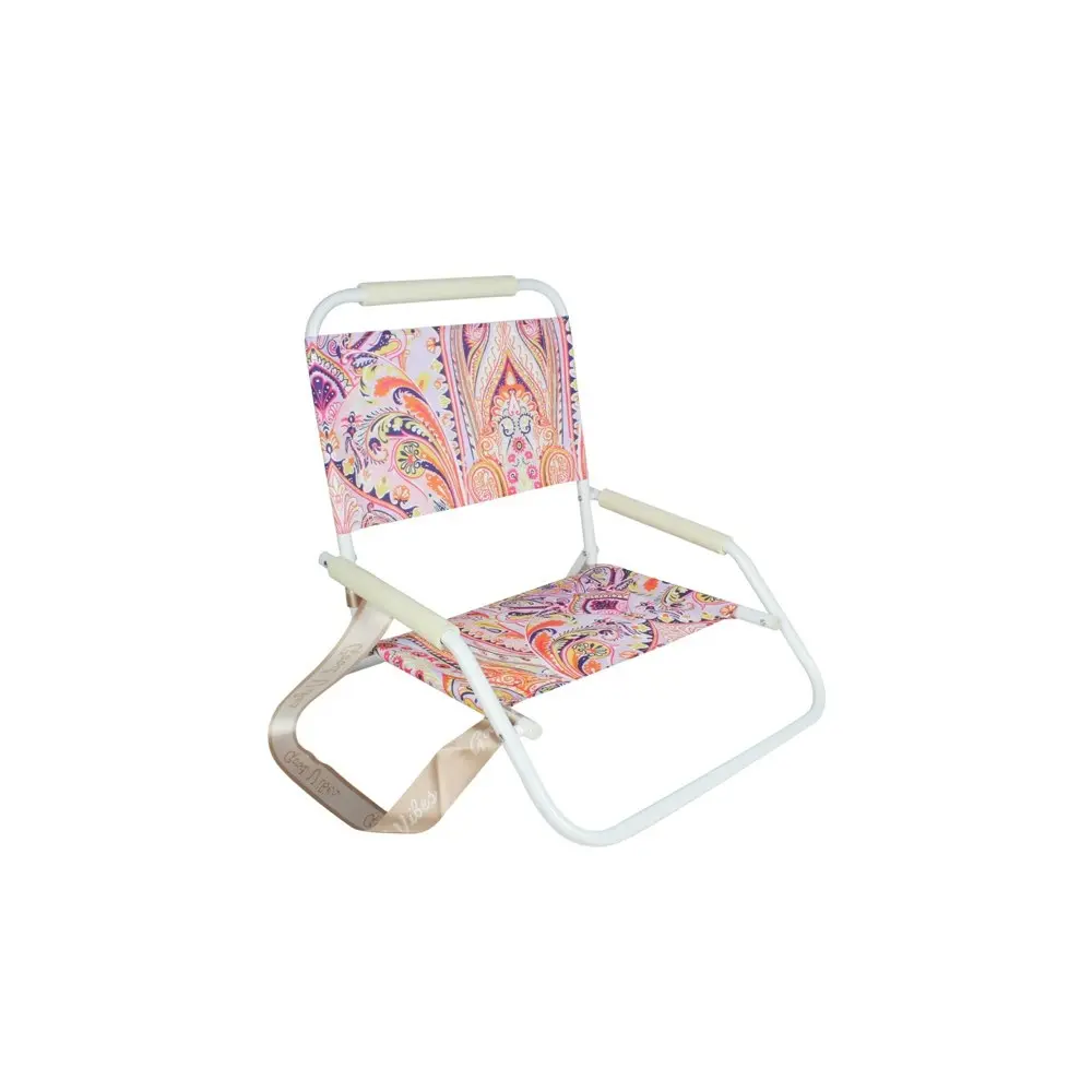 Good Vibes Foldable 60cm Beach Chair Outdoor Seat w/ White Frame Nomad Paisley