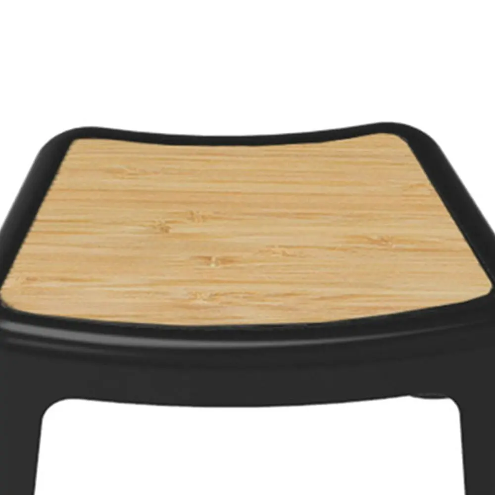 Vigar Bamboo 25cm Stool Bathroom/Pantry Non-Slip Indoor Plastic Step Chair Black