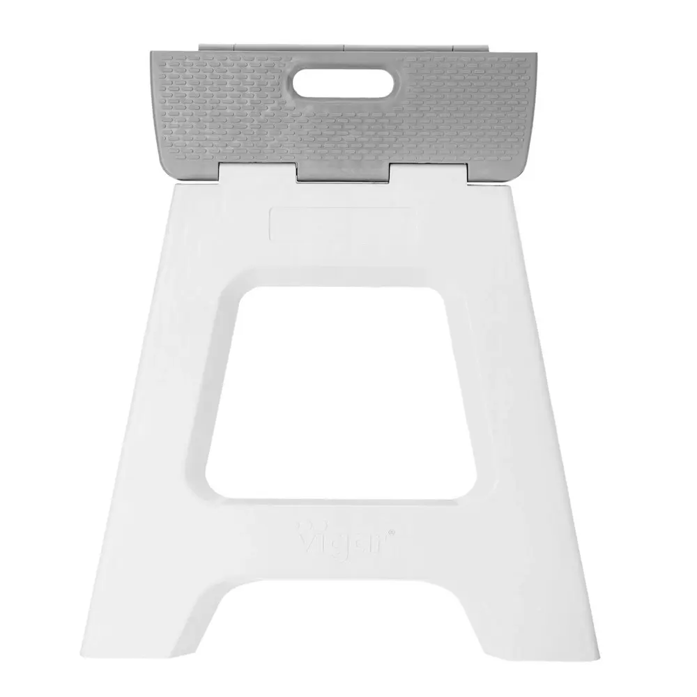 Vigar Compact 40cm Plastic Foldable Stool Non-Slip Top Portable Flat Step Grey