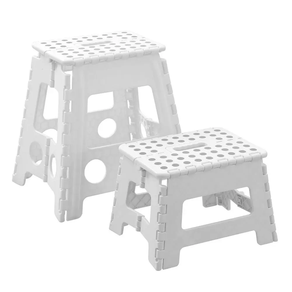 2x Boxsweden Foldaway 29x22cm Step Stool Chair Indoor/Outdoor Seat Small White