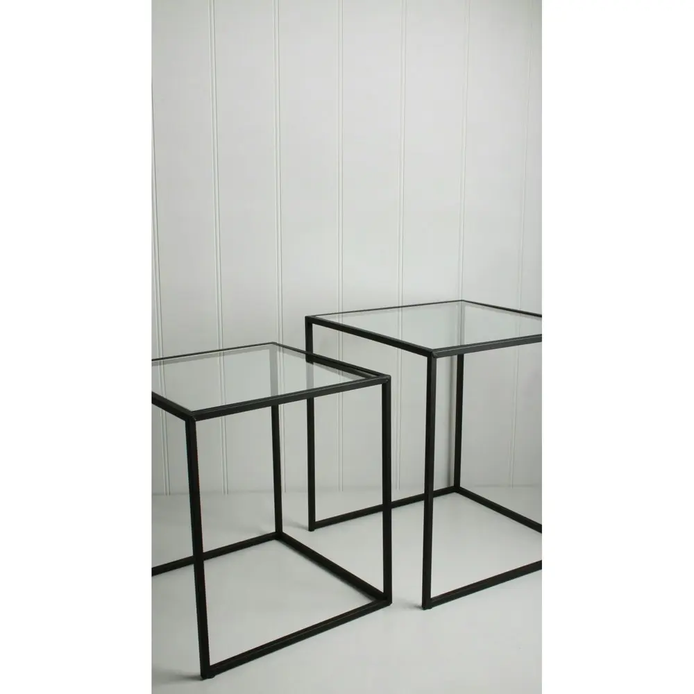 2pc Maine & Crawford Carter Minimal Metal Side Table Set Home Furniture Black