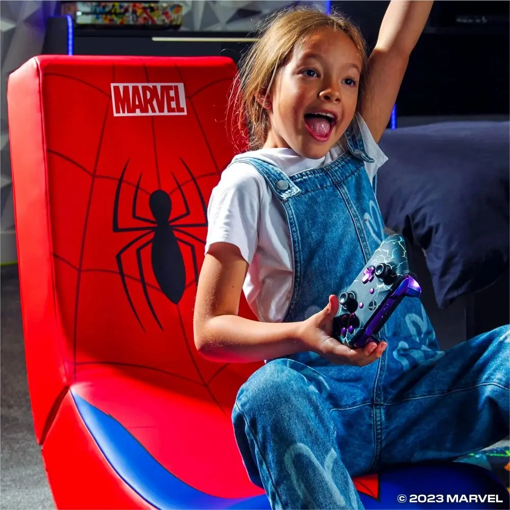 X Rocker Marvel Icon Childrens Foldable Junior Floor Gaming Chair - Spider-Man