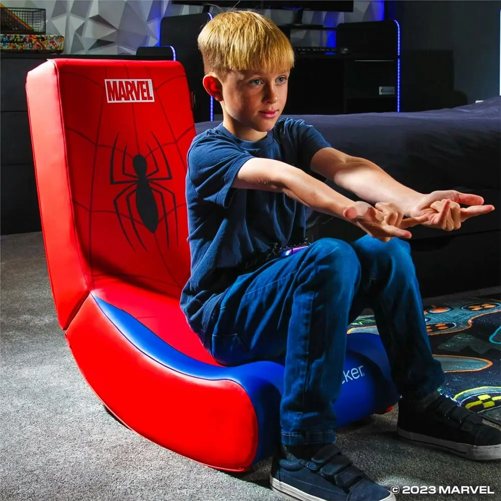 X Rocker Marvel Icon Childrens Foldable Junior Floor Gaming Chair - Spider-Man