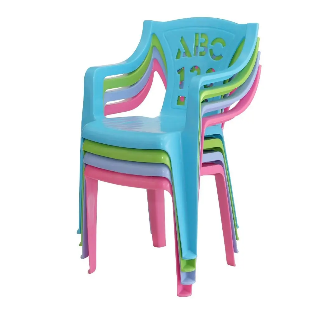 2PK Tuff Play Children's Alphabet Stackable Plastic Chair - Primary Blue 2-6Y