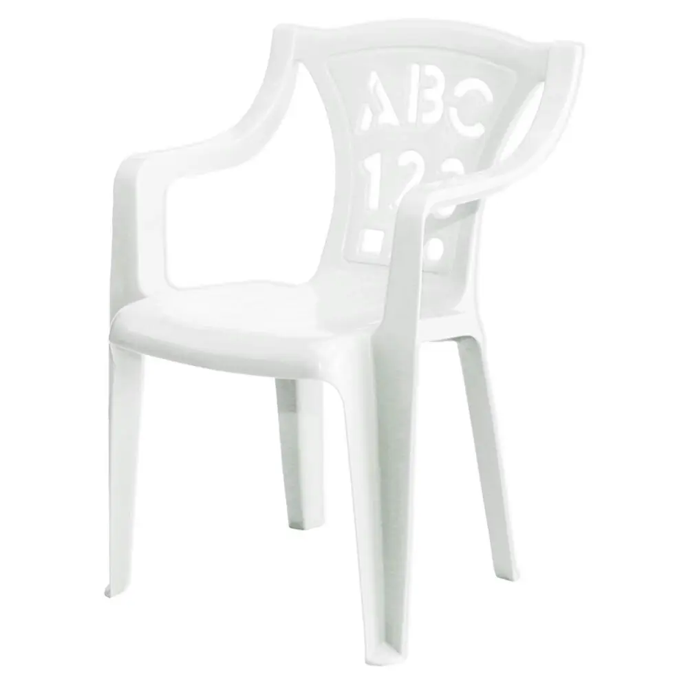 2PK Tuff Play Children's Alphabet Stackable Plastic Chair - Primary White 2-6Y