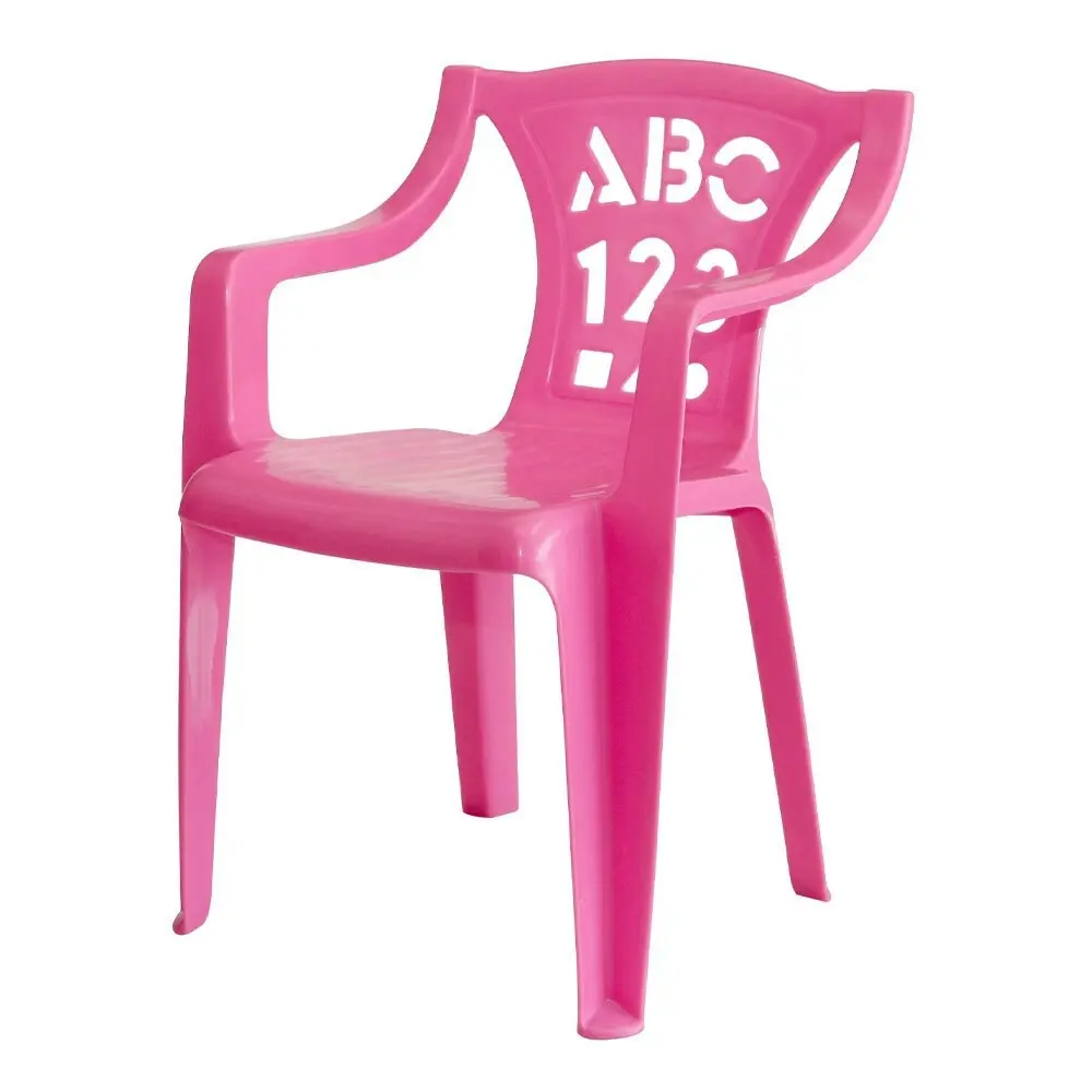 2PK Tuff Play Children's Alphabet Stackable Plastic Chair - Pastel Pink 2-6Y