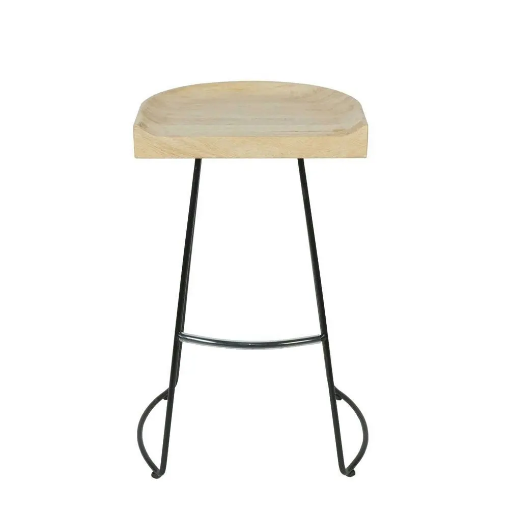 Belle Maddison Stool Metal/Wood Bar Seat Chair Home Furniture 67cm Natural/Black