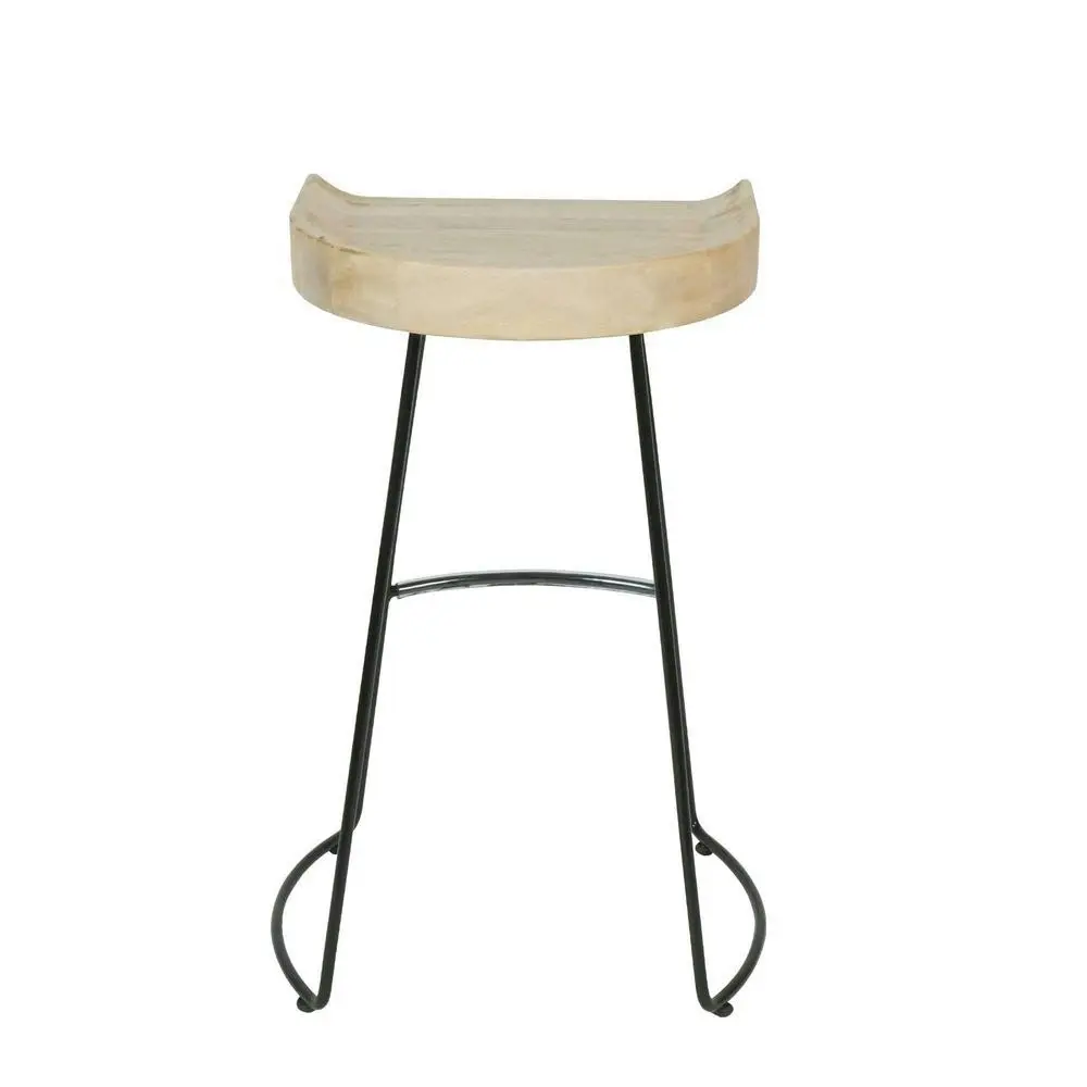 Belle Maddison Stool Metal/Wood Bar Seat Chair Home Furniture 67cm Natural/Black