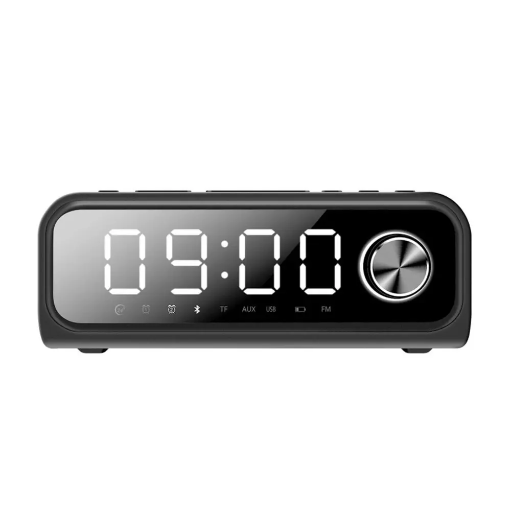 Laser 4-in-1 Digital Alarm Clock Radio w/Qi Charging/Bluetooth Speaker/Mic Red